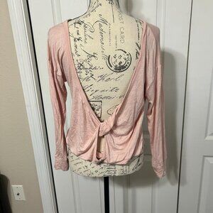 Savvi Studio Top Womens Large Pink Open Twist Back Long Sleeve Athleisure